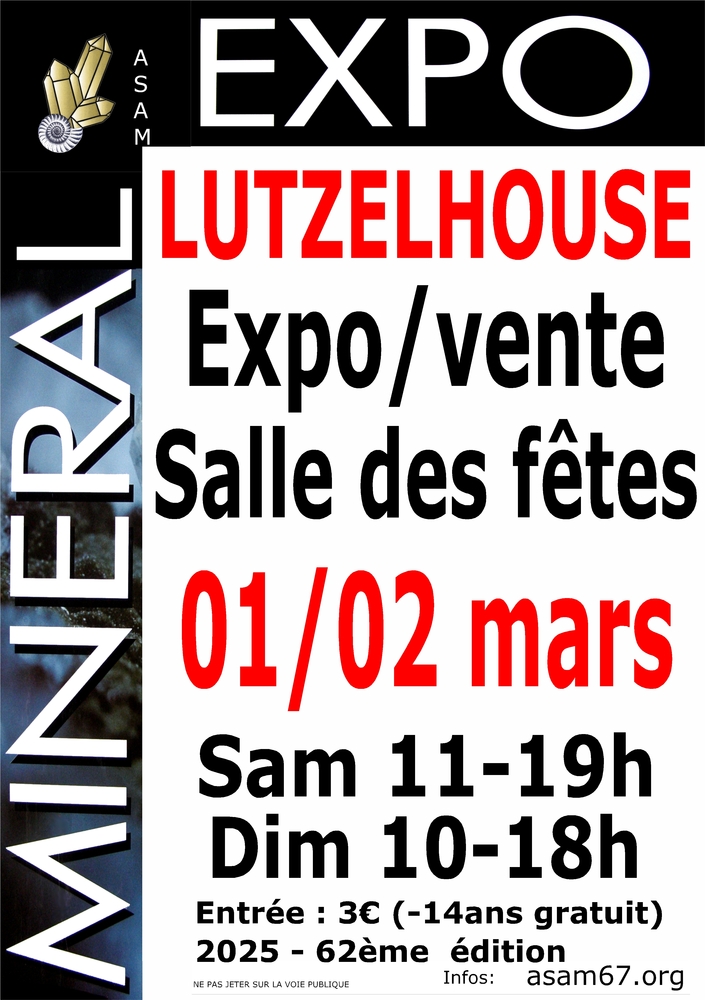 62ème bourse aux minéraux - Lutzelhouse 67 - ASAM