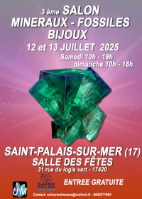 Exposição de minerais, fósseis e joias de design.