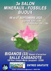 Exposição de minerais, fósseis e joias de design.