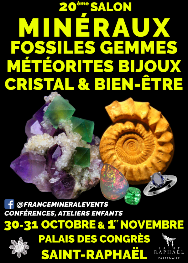 20th Salon MinéralEvent Saint-Raphaël - Minerais, gemas, fósseis e joias