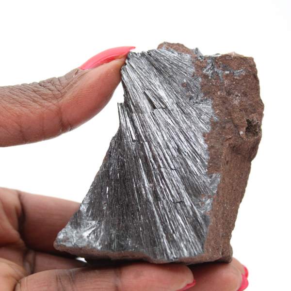 Ornamento de cristal de pirolusita, pedra natural