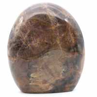 Pedra lunar de microlinhas pretas polidas