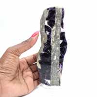 Fatia de fluorita e pirita para coleção mineral