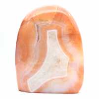 Grande cornalina polida de Madagascar - espécime mineral vermelho-alaranjado para coleção e decoração