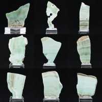 Fatia de pedra de aragonita verde natural