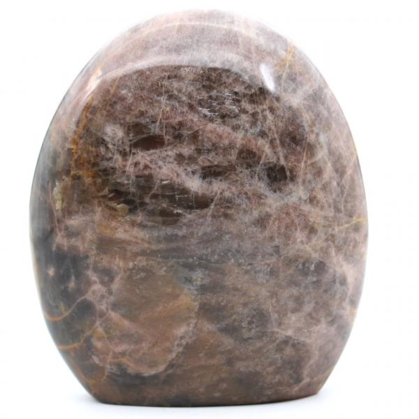 Pedra lunar de microlinhas pretas polidas