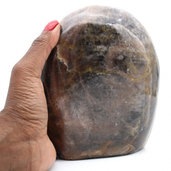 Pedra da lua negra, pedra ornamental com microlinhas de Madagascar