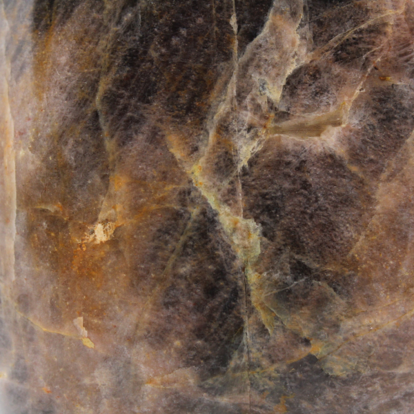 Bloco natural polido de pedra lunar preta de microlinhas