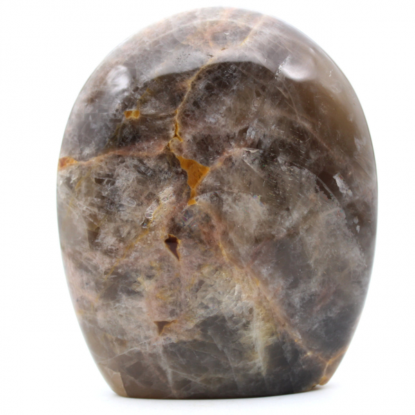 Pedra da lua negra de forma livre com microlinhas