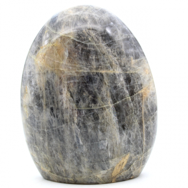 Pedra lunar de microlinhas pretas polidas