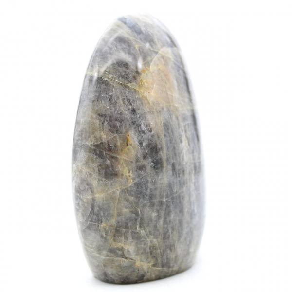 Pedra lunar de microlinhas pretas polidas