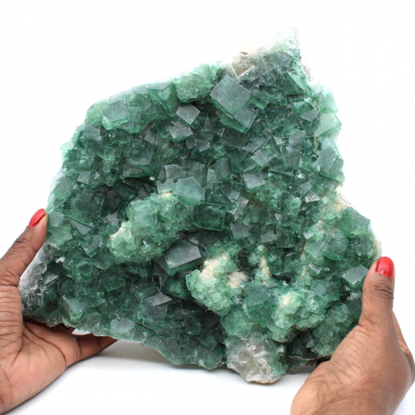 Grande placa de cristais naturais de fluorita verde de Madagascar 6 quilos!