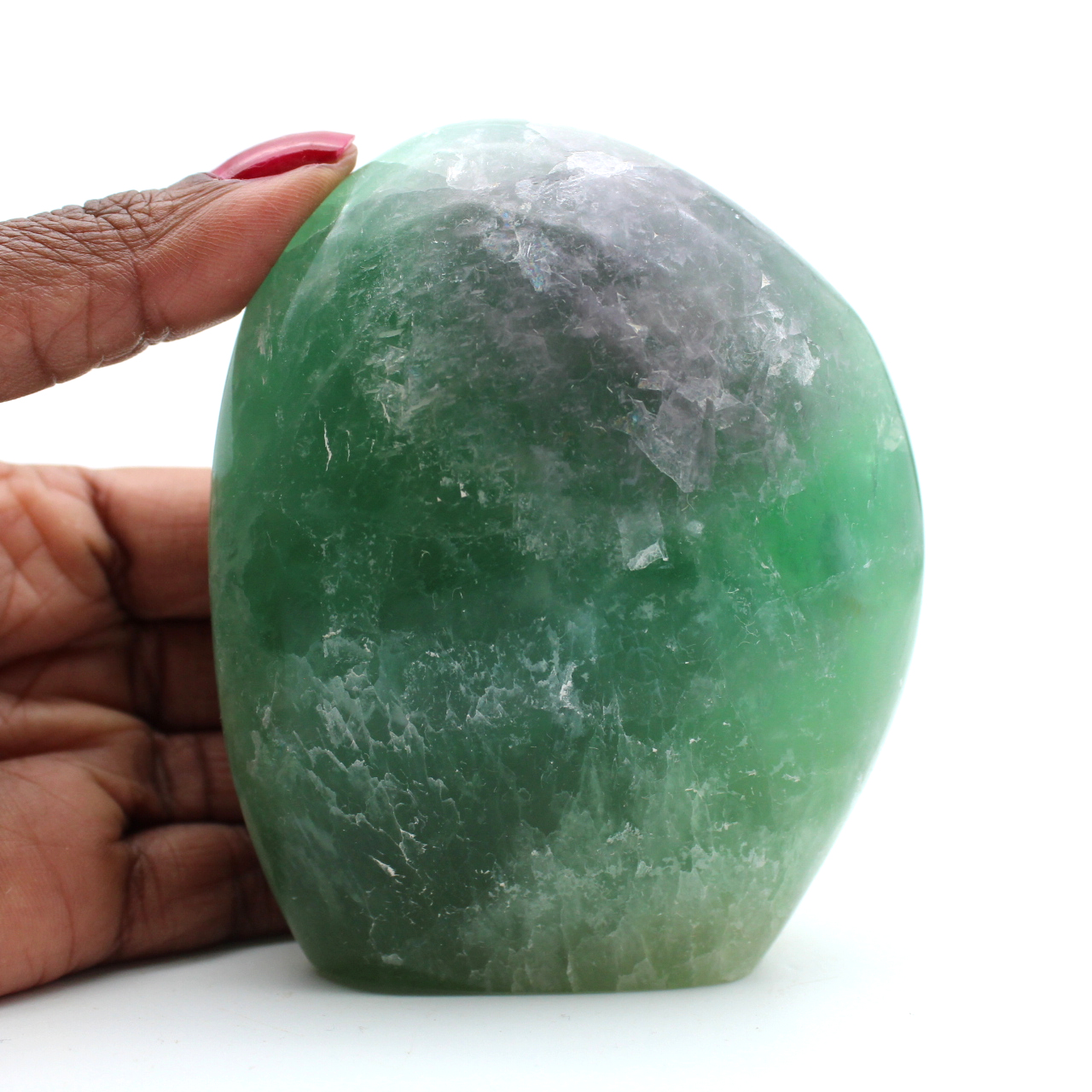Pedra polida com fluorita verde