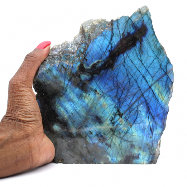 Pedra labradorite polida de um lado colecionável