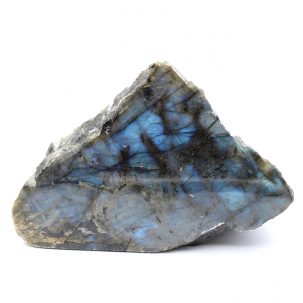 Labradorite branca polida com uma face, item de colecionador natural