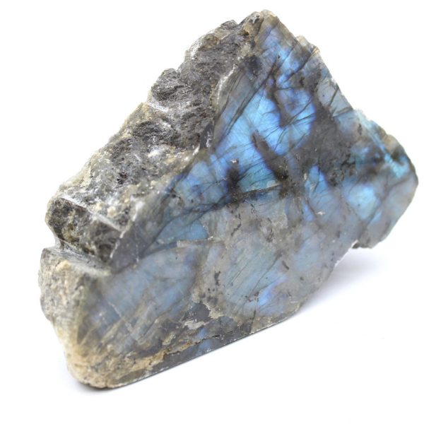 Labradorite branca polida com uma face, item de colecionador natural