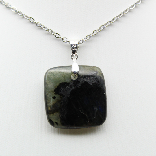 Pingente quadrado de labradorita natural