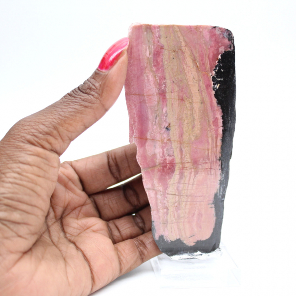 Fatia autêntica de pedra de rodonita