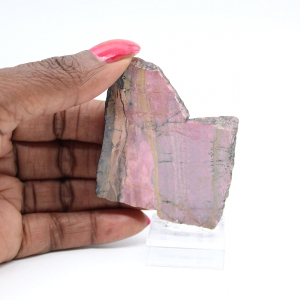 Fatia de rodonita polida qualidade para decoração