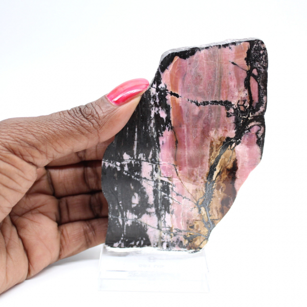 Fatia autêntica de pedra de rodonita