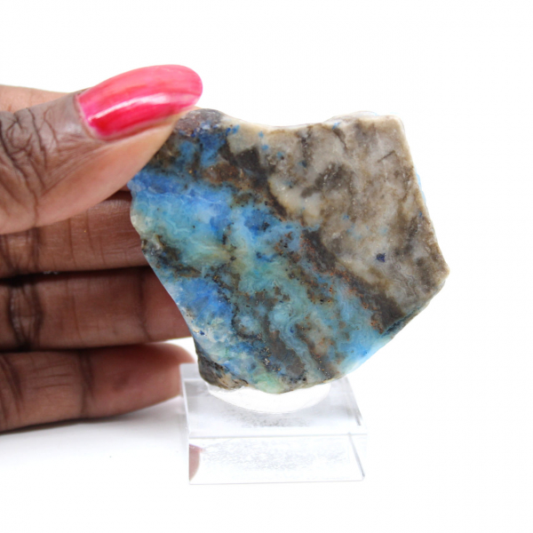 Fatia polida de azurita malaquita mineral bruto de qualidade