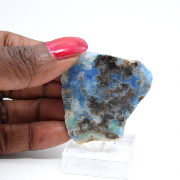 Fatia polida de azurita malaquita mineral bruto de qualidade