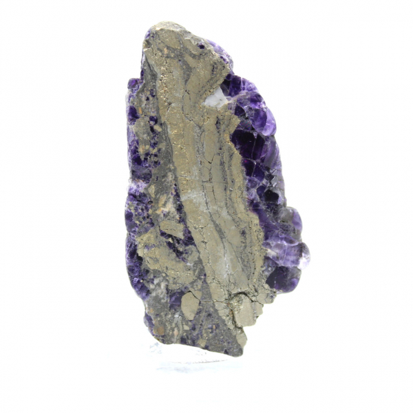 Fatia de pedra de fluorita pirita polida