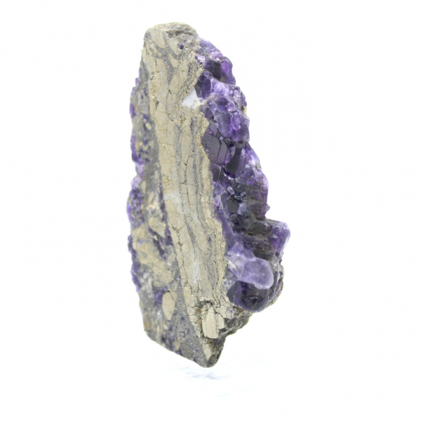 Fatia de pedra de fluorita pirita polida