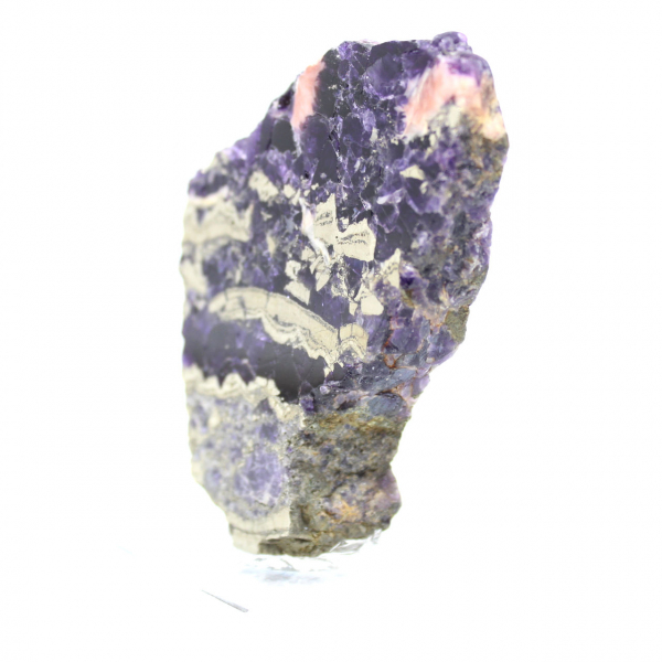 Fatia de pedra de fluorita pirita polida