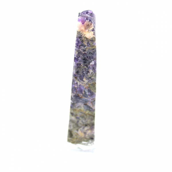 Fatia de pedra de fluorita pirita polida