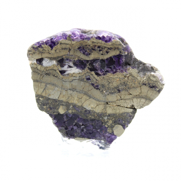 Fatia de fluorita e pirita para coleção mineral
