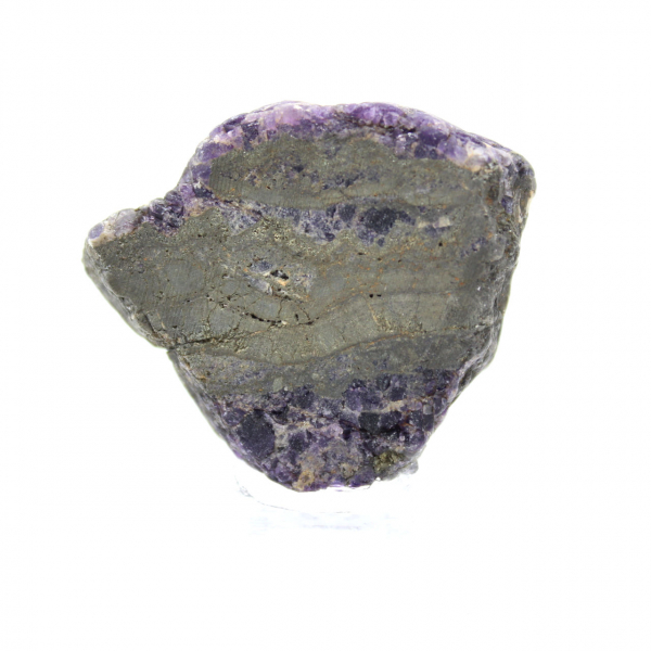 Fatia de fluorita e pirita para coleção mineral