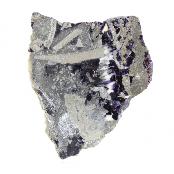 Fatia de pedra de fluorita pirita polida