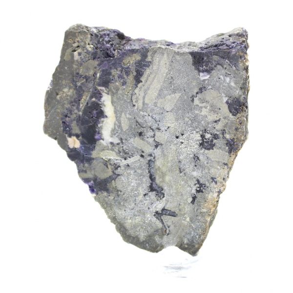 Fatia de pedra de fluorita pirita polida