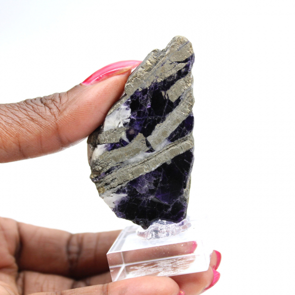Pedra de fluorita pirita natural mineral único
