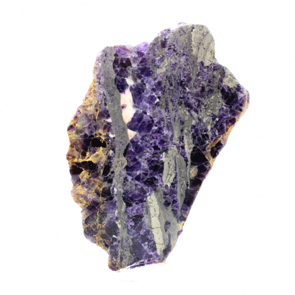 Fatia de fluorita e pirita para coleção mineral