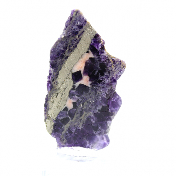 Fatia de pedra de fluorita pirita polida