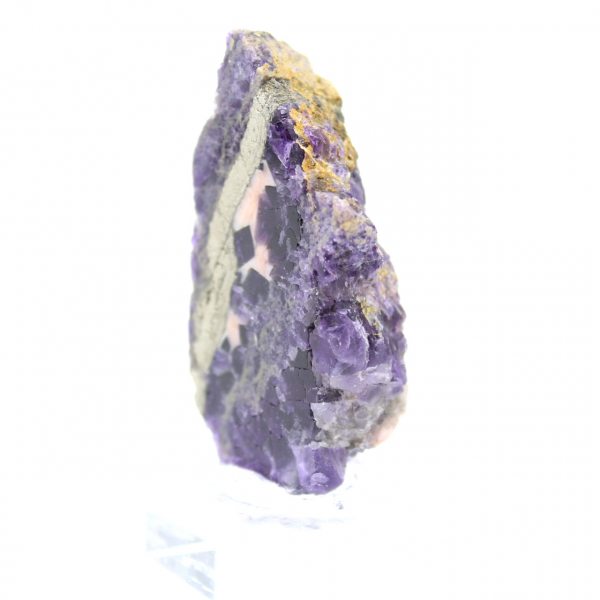 Fatia de pedra de fluorita pirita polida