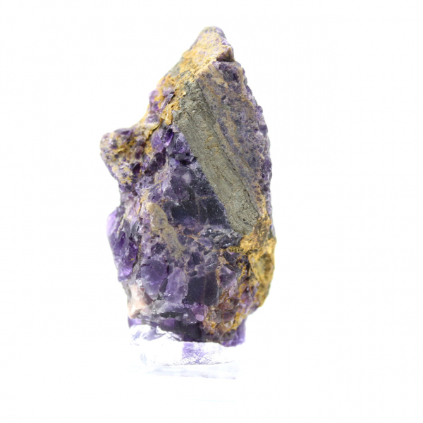 Fatia de pedra de fluorita pirita polida