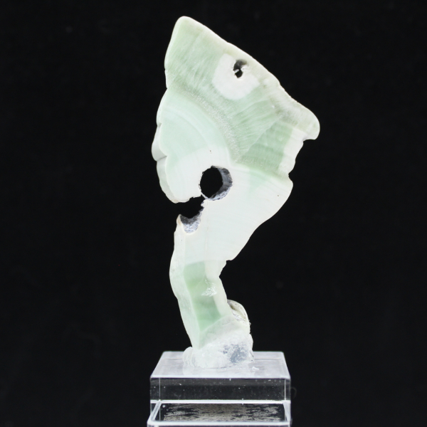 Fatia autêntica e polida de pedra de aragonita verde