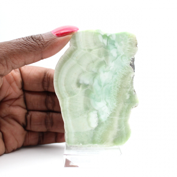 Fatia de pedra de aragonita verde natural Fatia de pedra de aragonita verde natural