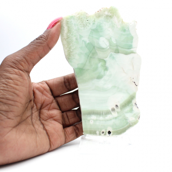 Fatia natural de aragonita verde para decoração Fatia natural de aragonita verde para decoração