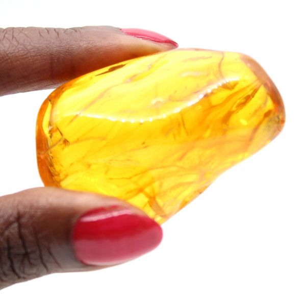Seixo Âmbar Amarelo Polido – Pedra Fóssil para Decoração