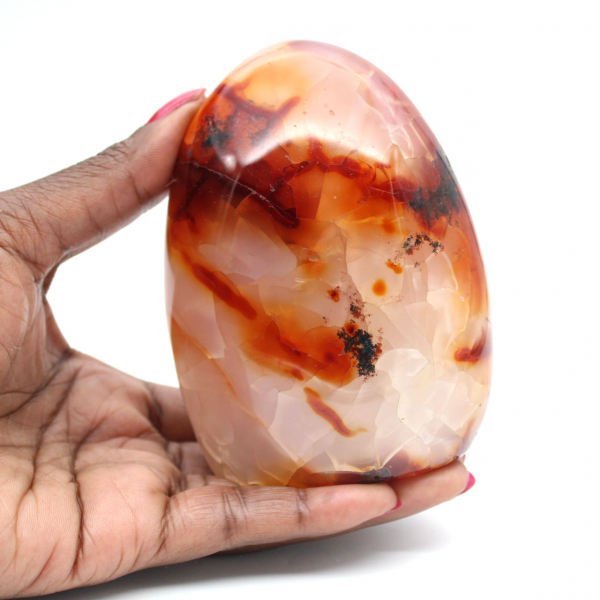 Enfeite médio de cornalina polida - Pedra natural de Madagascar para decoração