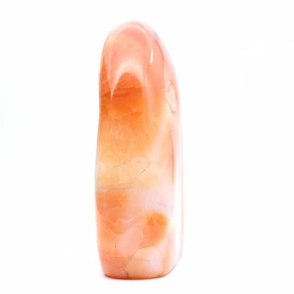 Grande cornalina polida de Madagascar - espécime mineral vermelho-alaranjado para coleção e decoração