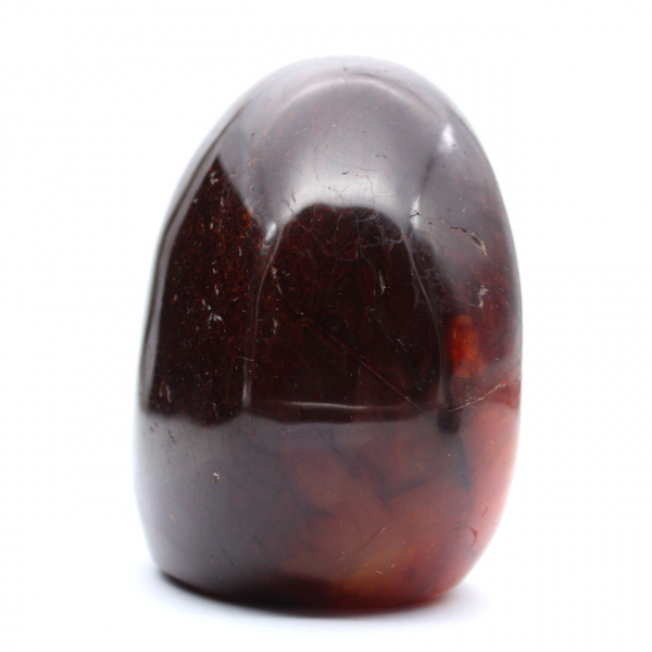 Ornamento polido de cornalina de Madagascar - Pedra natural colecionável vermelho-alaranjado intenso