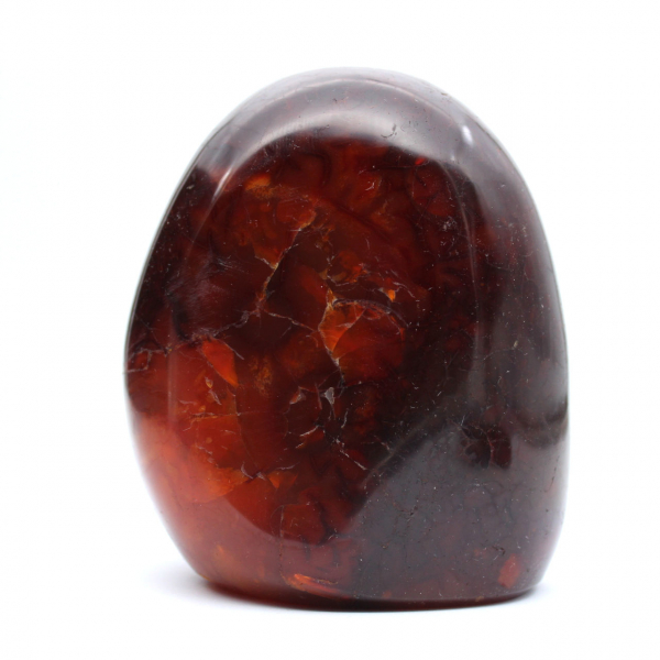 Ornamento polido de cornalina de Madagascar - Pedra natural colecionável vermelho-alaranjado intenso