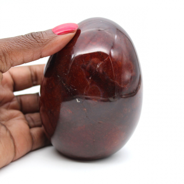 Cornalina polida de Madagascar - espécime de pedra natural vermelho-alaranjada (ornamento)