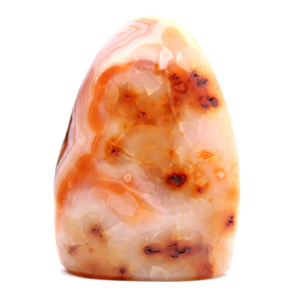Cornalina polida de Madagascar - espécime de pedra natural para decoração e ciência