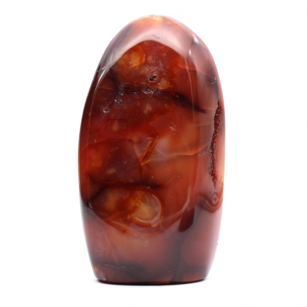 Pequeno espécime de cornalina polida - mineral autêntico de Madagascar para coleção e decoração